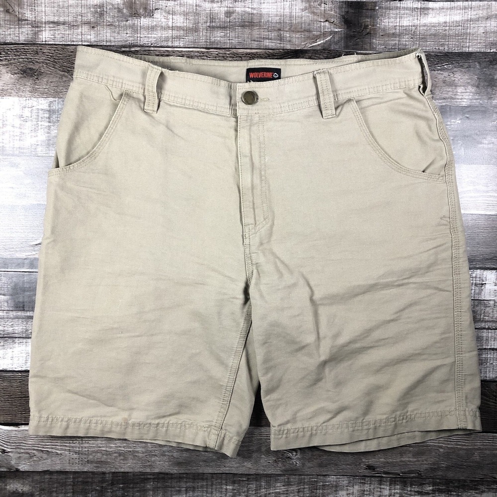 Wolverine Shorts Mens 36 Beige Khaki Work Shorts Side Pocket Casual EUC